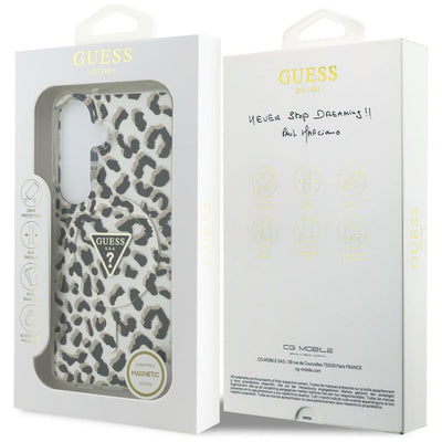 Guess IML Leopard Print Triangle MagSafe Case for Samsung Galaxy S26 - Black