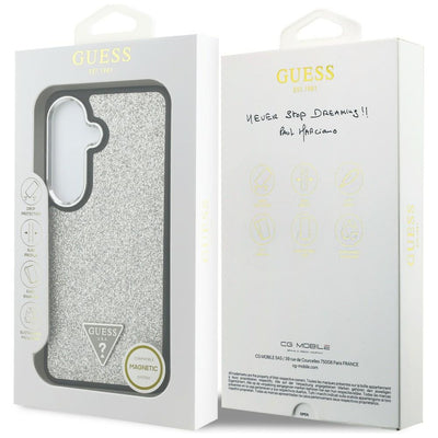Guess Fixed Glitter Triangle MagSafe case for Samsung Galaxy S26+ - silver