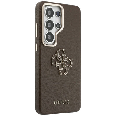 Guess Grained Big 4G Metal Logo Case for Samsung Galaxy S26 Ultra - Brown