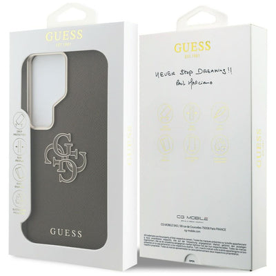 Guess Grained Big 4G Metal Logo Case for Samsung Galaxy S26 Ultra - Brown