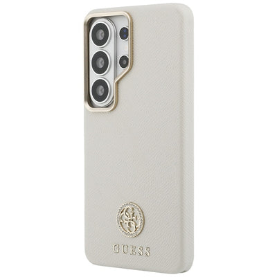 Guess Rhinestone Round Logo MagSafe Case for Samsung Galaxy S26 Ultra - Beige