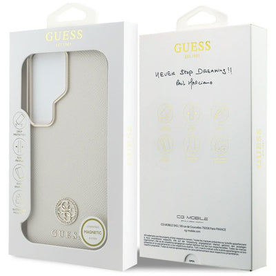 Guess Rhinestone Round Logo MagSafe Case for Samsung Galaxy S26 Ultra - Beige