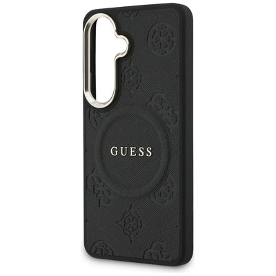 Guess Saffiano Peony Embossed Ring MagSafe case for Samsung Galaxy S26 - black