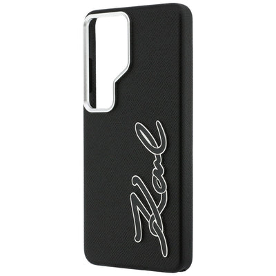 Karl Lagerfeld Grained Signature Metal Resin Logo Case for Samsung Galaxy S26 Ultra - Black