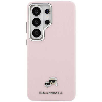 Karl Lagerfeld Saffiano KC Metal Logo MagSafe Case for Samsung Galaxy S26 Ultra - Pink