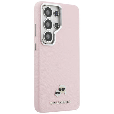 Karl Lagerfeld Saffiano KC Metal Logo MagSafe Case for Samsung Galaxy S26 Ultra - Pink