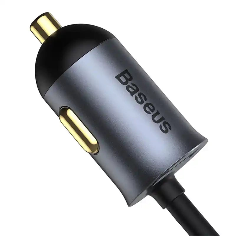 Car charger Baseus Share Together with extension cord, 3x USB, USB-C, 120W (grey) - Product Image 7