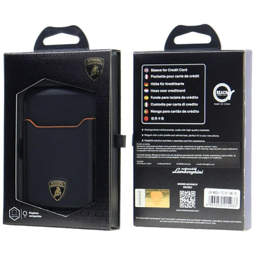 Lamborghini D1 Genuine Leather MagSafe mobile phone wallet - black and orange — Audi