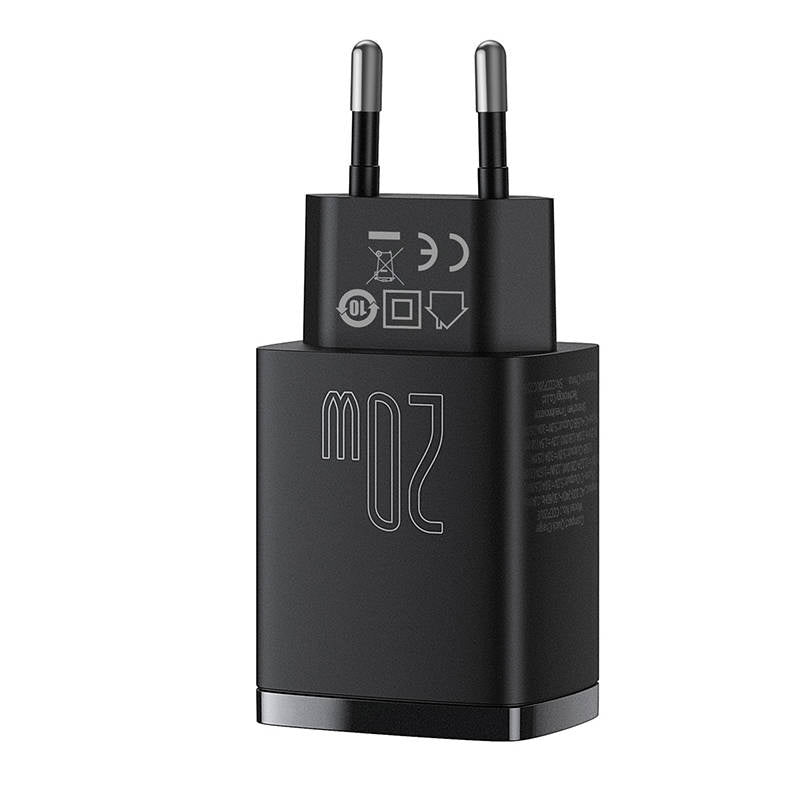 Baseus Compact Quick Charger, USB, USB-C, 20W (black) - Product Image 2