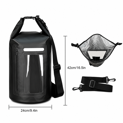WNA-15L waterproof bag for a 15 l sup kayak with an RFID blocking divider - black — Hurtel