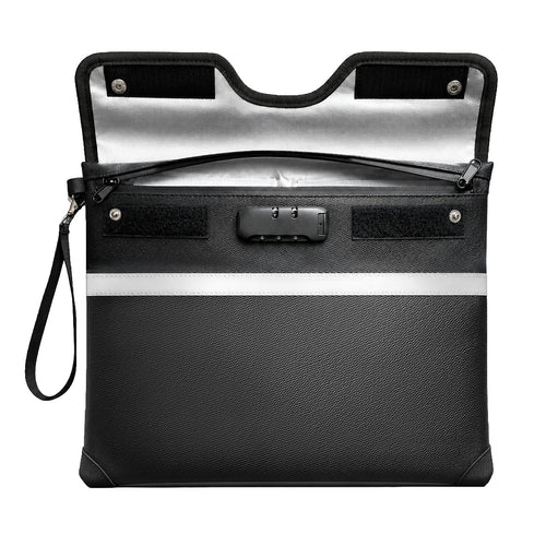 OTN-38 RFID Fireproof Document Bag with Combination Lock 37.5 x 29.5 cm - Black — Hurtel