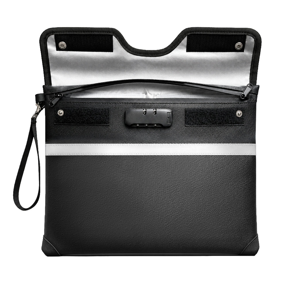 OTN-38 RFID Fireproof Document Bag with Combination Lock 37.5 x 29.5 cm - Black — Hurtel