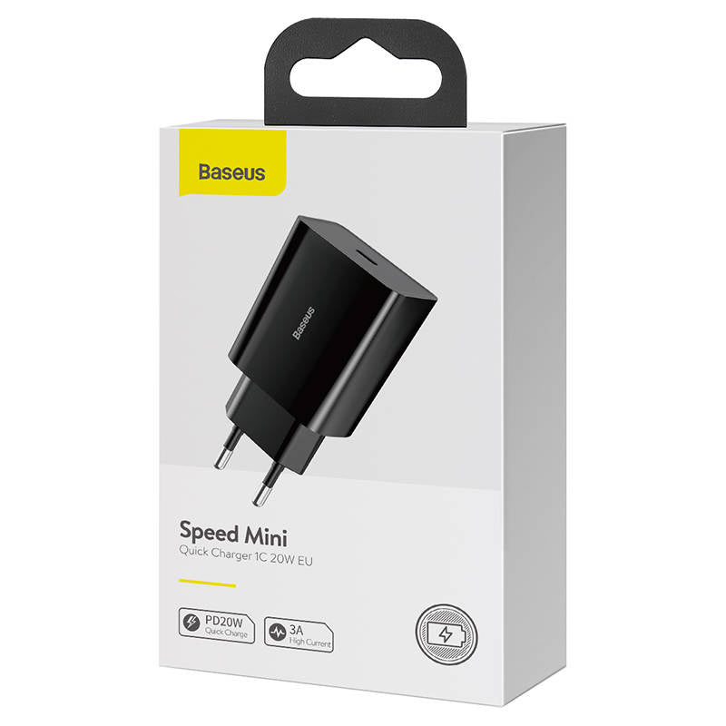 Baseus Speed Mini Quick Charger, USB-C, PD, 3A, 20W (black) - Product Image 6