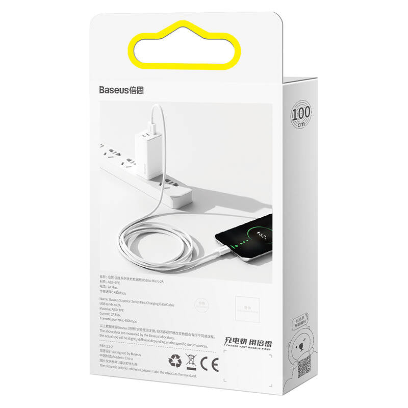 Baseus Superior Series Cable USB to micro USB, 2A, 1m (white) - Product Image 7