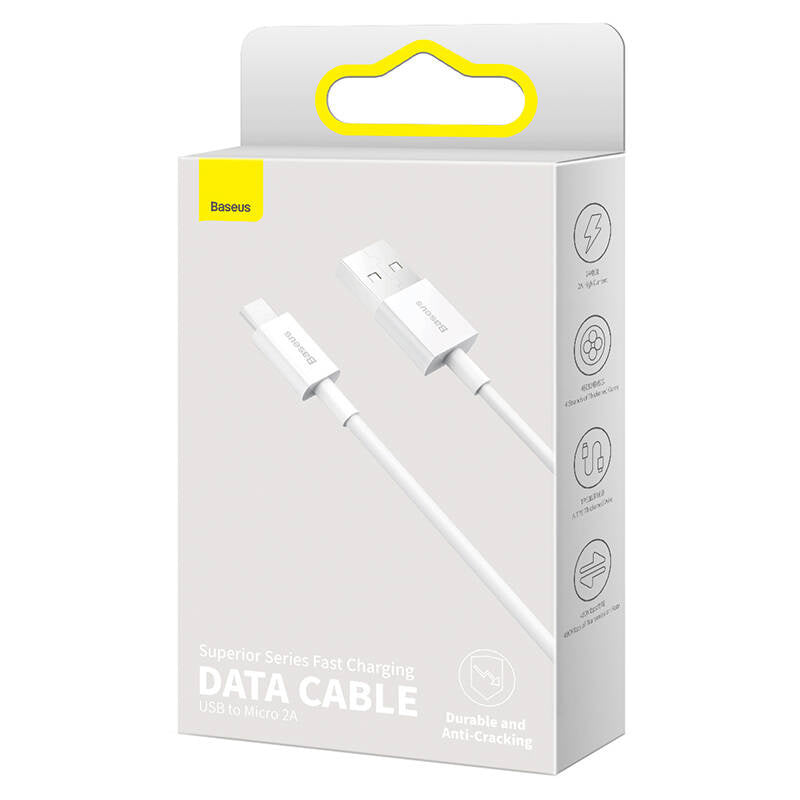Baseus Superior Series Cable USB to micro USB, 2A, 1m (white) - Product Image 6