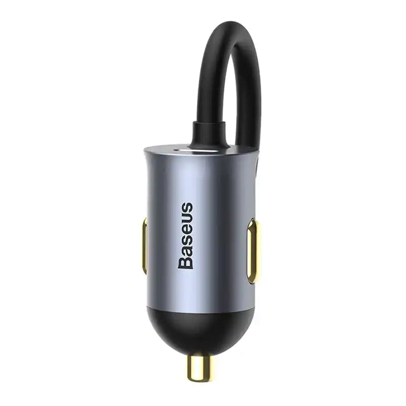 Car charger Baseus Share Together with extension cord, 2x USB, 2x USB-C, 120W (grey) - Product Image 4