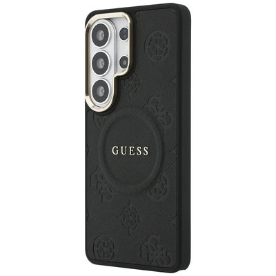 Guess Saffiano Peony Embossed Ring MagSafe Case for Samsung Galaxy S26 Ultra - Black