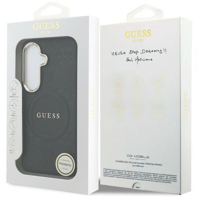 Guess Saffiano Peony Embossed Ring MagSafe case for Samsung Galaxy S26+ - black