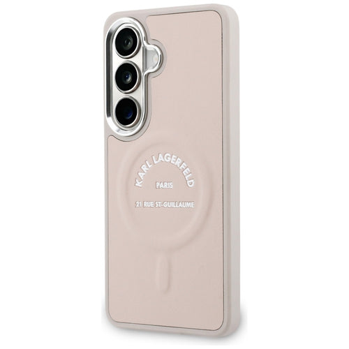 Karl Lagerfeld Embossed Ring RSG Logo MagSafe Case for Samsung Galaxy S26 - Pink