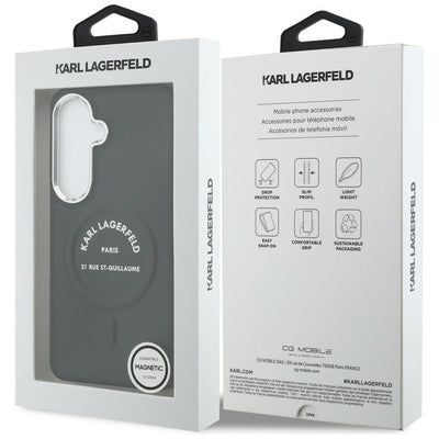 Karl Lagerfeld Embossed Ring RSG Logo MagSafe Case for Samsung Galaxy S26+ - Black