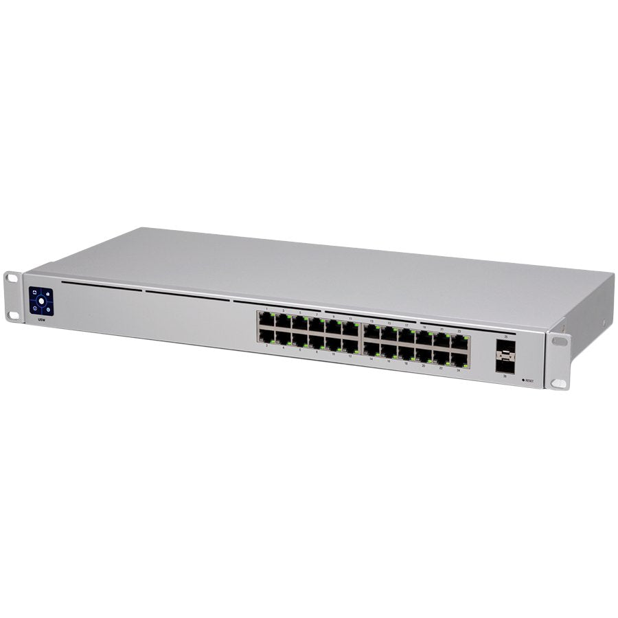 Ubiquiti UniFi Switch 24 is a fully managed Layer 2 switch with (24) Gigabit Ethernet ports and (2) Gigabit SFP ports for fib