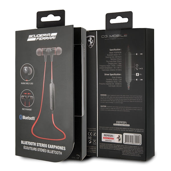 Ferrari FESEPRCB Bluetooth Wireless Headphones - Red and Black