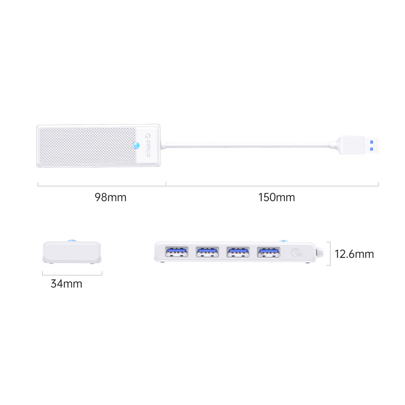 USB-A (male) || USB-A (female) \ 0.15 m \ White — Orico