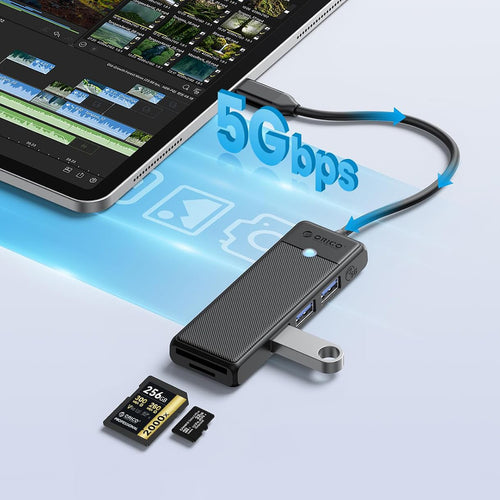 USB-A (female) || SD || microSD || USB-C (męski) \ 0.15 m \ Black — Orico