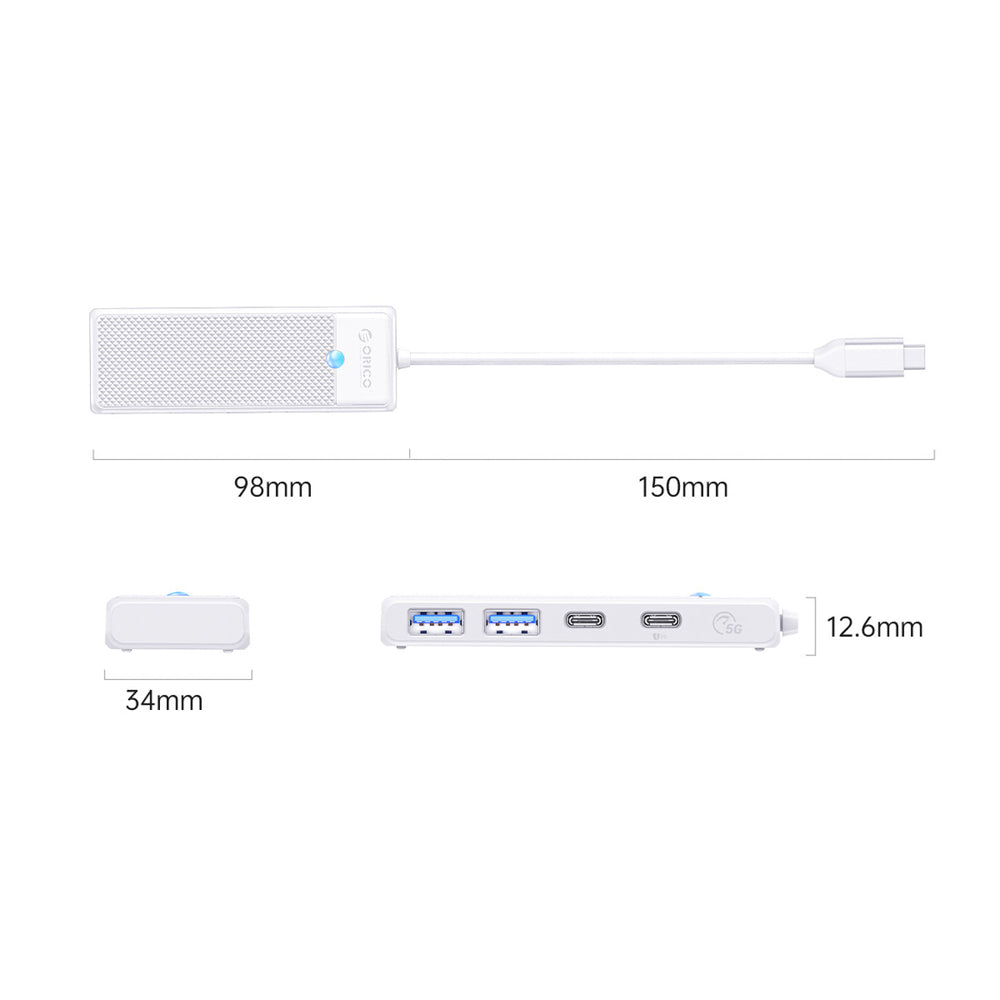 USB-A (female) || USB-C (female) || USB-C (męski) \ 0.15 m \ White — Orico