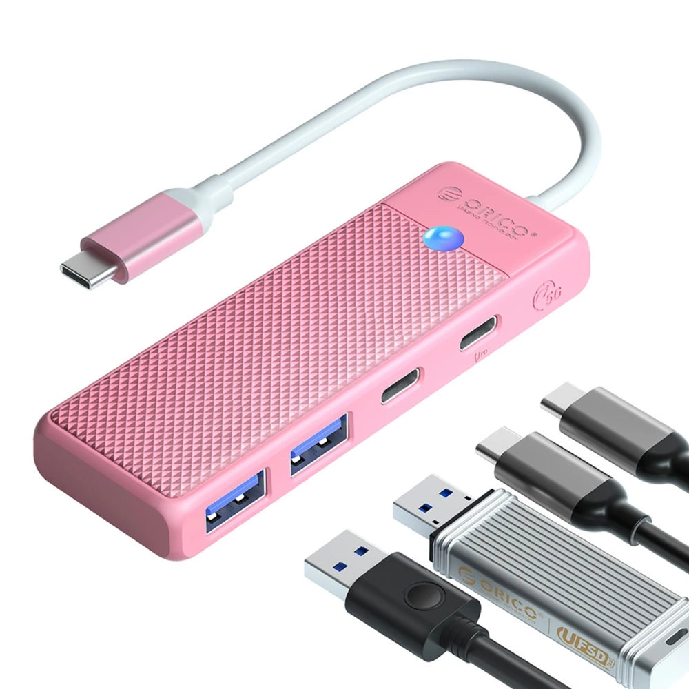 USB-A (female) || USB-C (female) || USB-C (męski) \ 0.15 m \ Pink — Orico