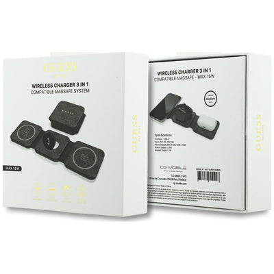 Guess 4G 3-in-1 15W MagSafe Wireless Charger - Black