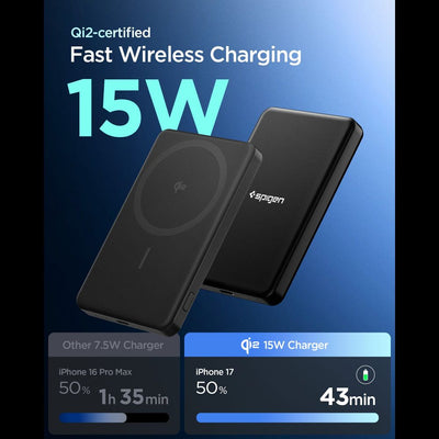 Spigen Essential EA2205MQ 5000MAH 22.5W QI2 Power Bank - Black