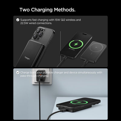 Spigen Essential EA2205MQ 5000MAH 22.5W QI2 Power Bank - Black