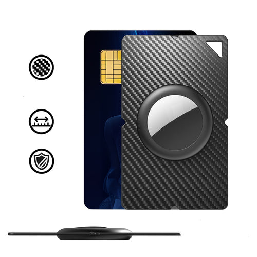 Airtag Carbon Fiber Pattern Wallet Card Case - Black — Hurtel