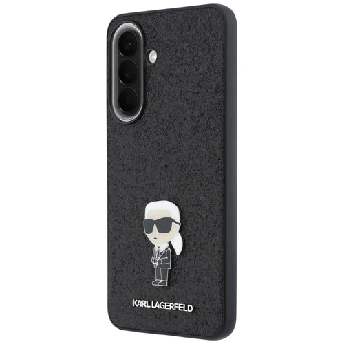 Karl Lagerfeld Fixed Glitter Ikonik Logo Metal Pin Case for Samsung Galaxy A37 5G - Black