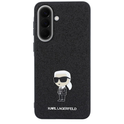 Karl Lagerfeld Fixed Glitter Ikonik Logo Metal Pin Case for Samsung Galaxy A37 5G - Black