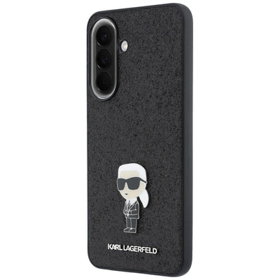 Karl Lagerfeld Fixed Glitter Ikonik Logo Metal Pin Case for Samsung Galaxy A57 5G - Black