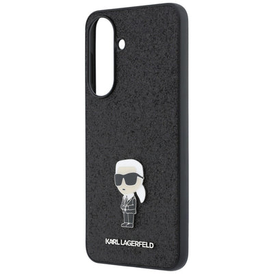 Karl Lagerfeld Fixed Glitter Ikonik Logo Metal Pin Case for Samsung Galaxy A57 5G - Black