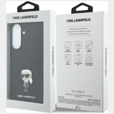 Karl Lagerfeld Fixed Glitter Ikonik Logo Metal Pin Case for Samsung Galaxy A57 5G - Black