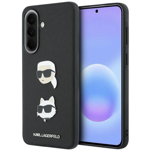 Karl Lagerfeld Case with Karl&Choupette Heads Pins&Logo for Samsung Galaxy A37 5G - Black