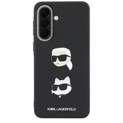 Karl Lagerfeld Case with Karl&Choupette Heads Pins&Logo for Samsung Galaxy A37 5G - Black