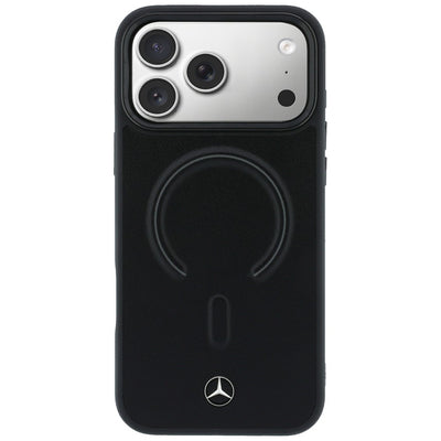 Mercedes Leather 3D MagSafe Case for iPhone 17 Pro - Black