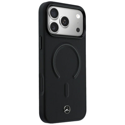Mercedes Leather 3D MagSafe Case for iPhone 17 Pro Max - Black