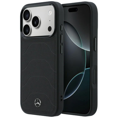 Mercedes Leather Mesh with Bow Line MagSafe Case for iPhone 17 Pro - Black