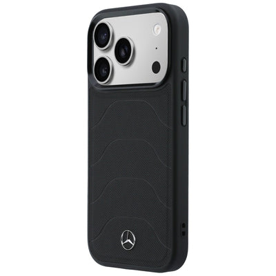 Mercedes Leather Mesh with Bow Line MagSafe Case for iPhone 17 Pro - Black