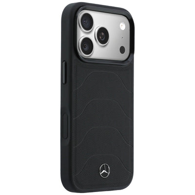 Mercedes Leather Mesh with Bow Line MagSafe Case for iPhone 17 Pro - Black