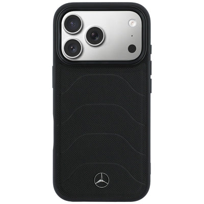 Mercedes Leather Mesh with Bow Line MagSafe Case for iPhone 17 Pro Max - Black