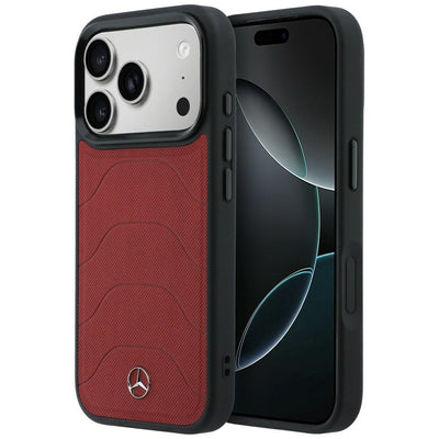 Mercedes Leather Mesh with Bow Line MagSafe Case for iPhone 17 Pro Max - Red