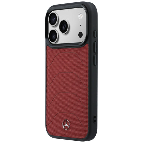Mercedes Leather Mesh with Bow Line MagSafe Case for iPhone 17 Pro Max - Red
