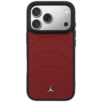Mercedes Leather Mesh with Bow Line MagSafe Case for iPhone 17 Pro Max - Red